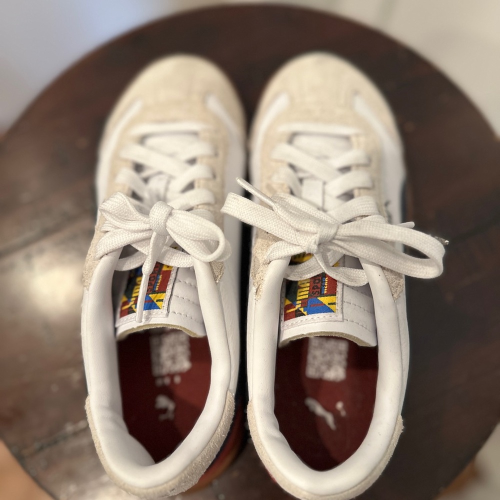 Puma Cream and Navy Casual Sneakers - Picture 3 of 7